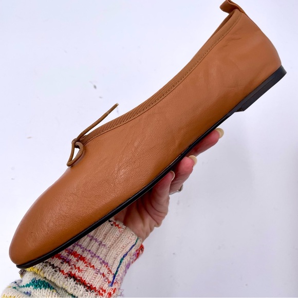 NEW Everlane Toasted Almond Tan Italian Leather The Day Tie Ballet Flat Size 9 - Picture 6 of 13